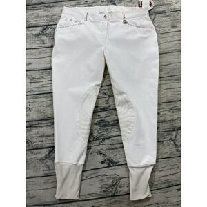 Equine‎ Couture Womens 34 Equestrian Riding Pants Breeches Knee Patch White